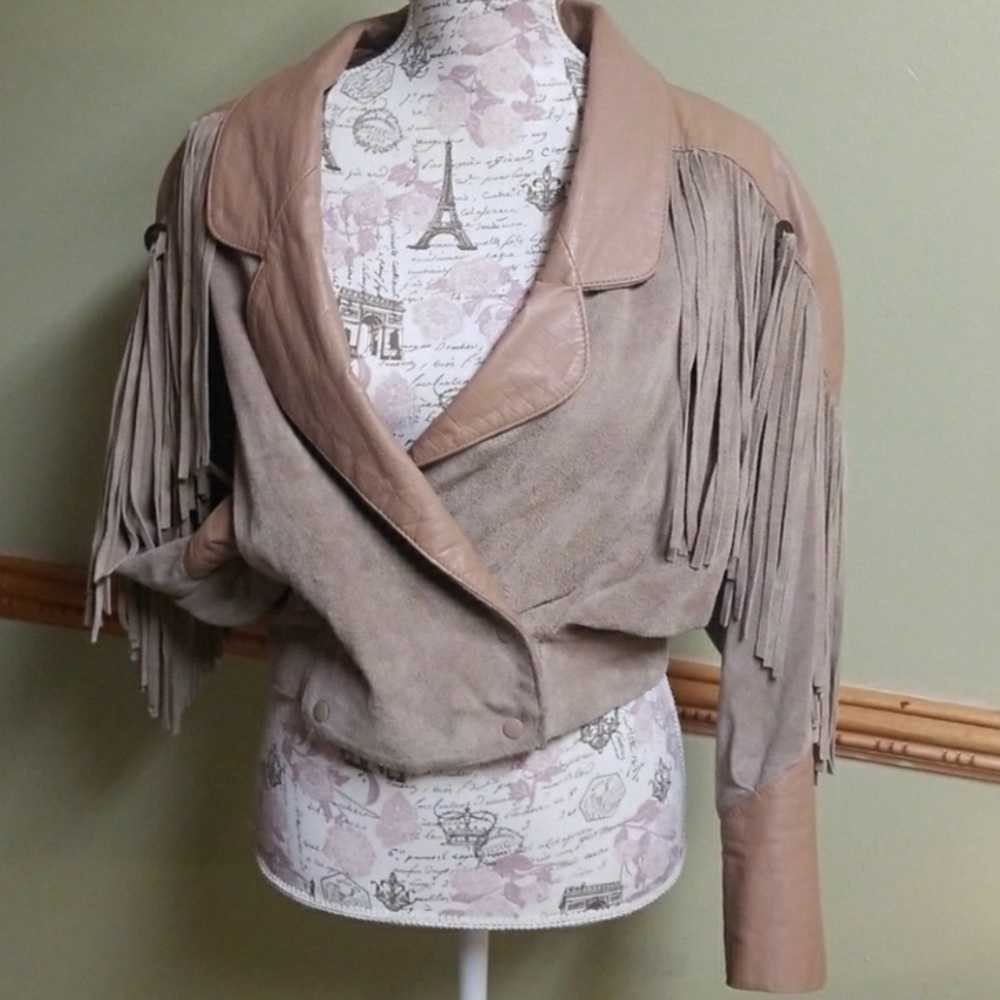 TARAZZIA Yellow wood vintage 80s Leather Jacket